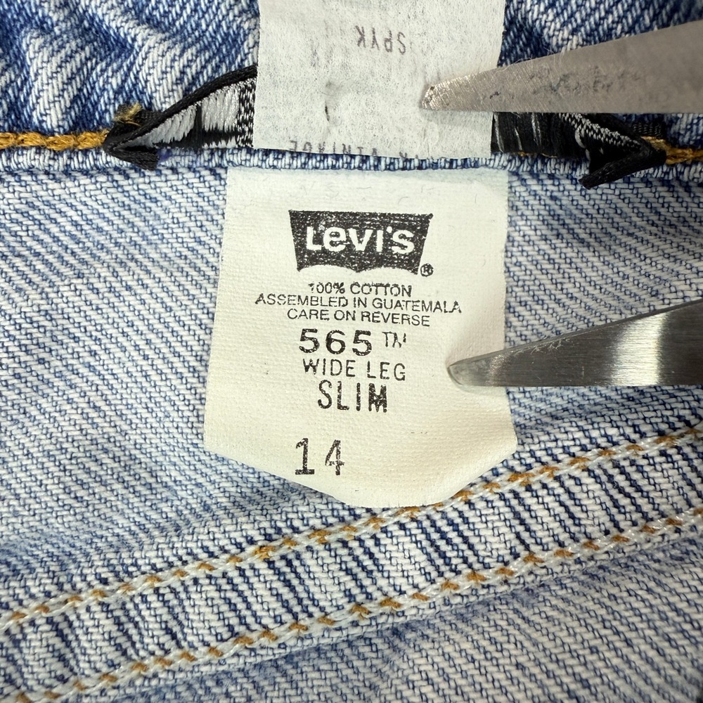 VTG Levis 565 Jeans Girls 14 (23x24) Slim Wide Leg Zutopia Beaded Orange Tab Y2K - Picture 5 of 14